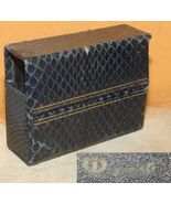 Majestic Leather Goods Cosmetic Case Genuine Snakeskin Blue w Gold lines... - $44.99
