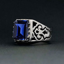 Anillo de zafiro azul, anillo pesado para hombre, plata de ley 925, rega... - £62.93 GBP