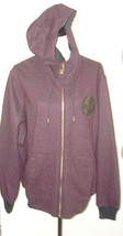 New NWT $248 XL Mens Zip Hoodie Jacket Leather Logo Patch Dark Red True Religion - £195.95 GBP