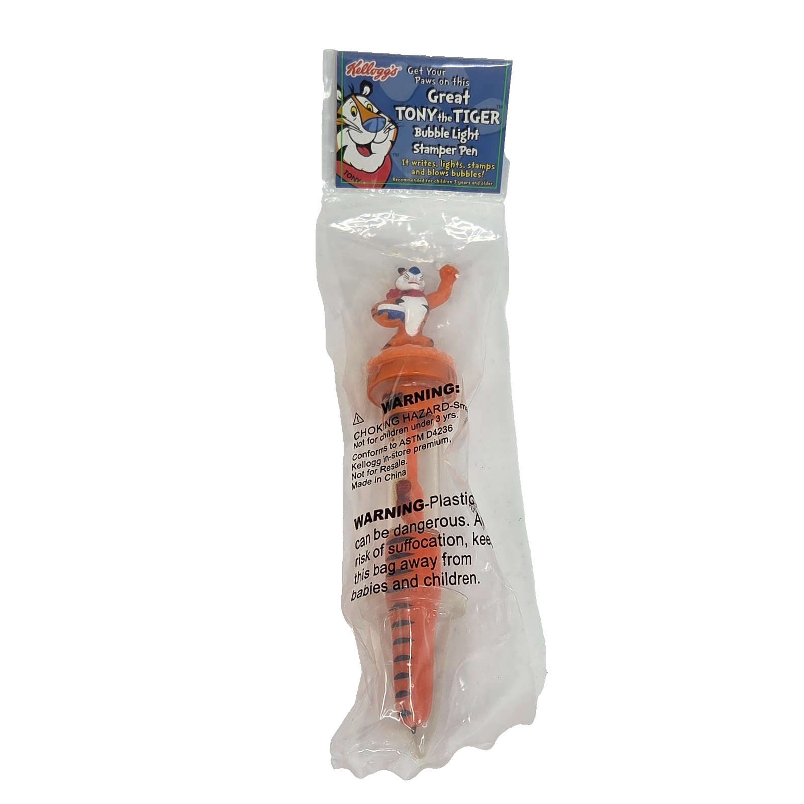 VINTAGE 2002 KELLOG&#39;S TONY THE TIGER BUBBLE LIGHT STAMPER PEN NEW SEALED - $14.25