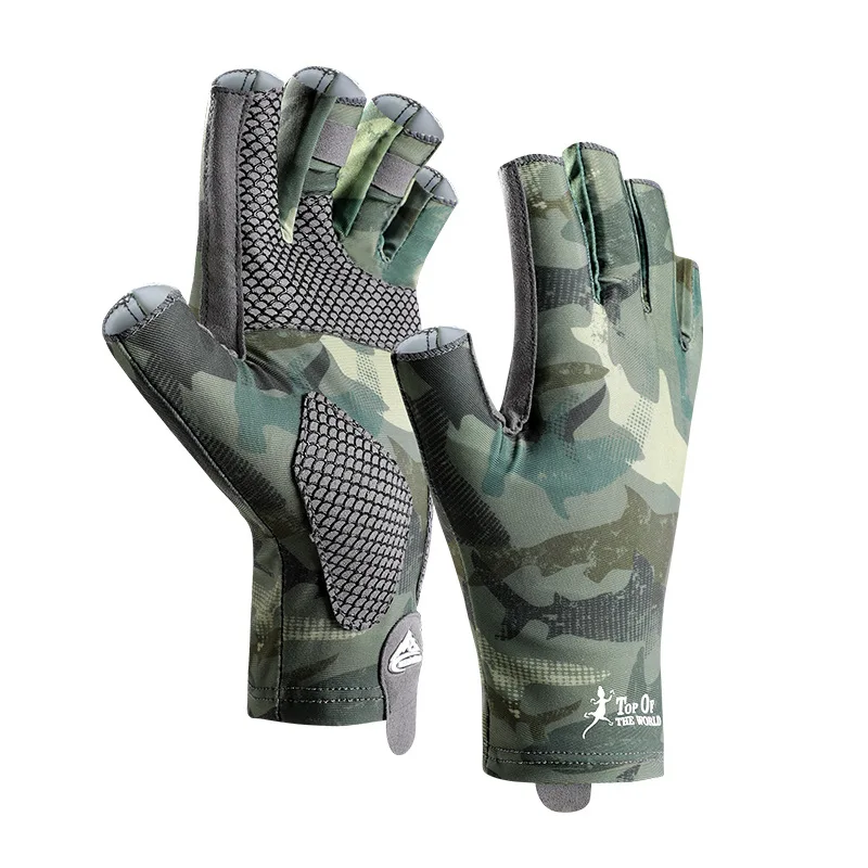 Sporting Professional UV Fishing Gloves Men&#39;s Outdoor Ice Silk Fingerless High E - £23.56 GBP