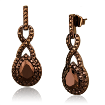 3W1115 - IP Coffee light Brass Earrings with AAA Grade CZ  in Light Coffee - $891.43 MXN