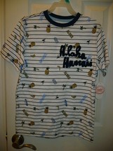 Wonder Nation Boys T Shirt Size MEDIUM (8) White Stripe Aloha Hawaii NEW - $10.69