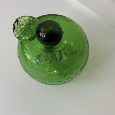 Plow & Hearth Indoor Green Crackle Glass Footed Fruit Fly Trap Art Glass Item image 2