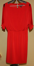 JESSICA SIMPSON RED HALF SLIT SLEEVE COLD SHOULDER LINED BLOUSON TUNIC D... - $9.89