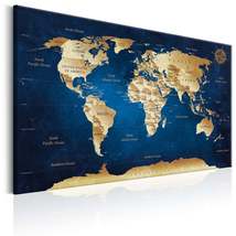 Tiptophomedecor Stretched Canvas World Map Art - World Map: The Dark Blue Depths - £63.79 GBP+