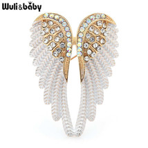 Wuli&amp;baby Classic Rhinestone Angel Wings Brooch Pins 3 Colors 2021 Sparkling - £2.85 GBP