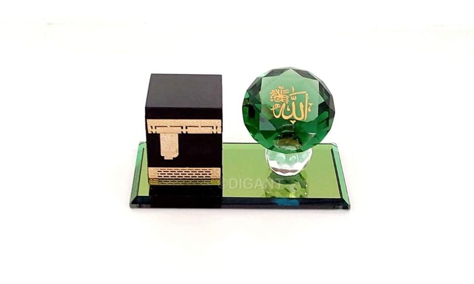 Kaaba Mecca Showpiece Allah Crystal Gold Plated Gift Souvenirs | Corpora... - $74.24