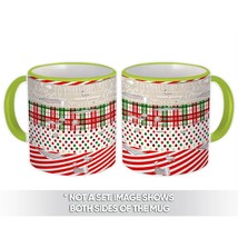 Abstract Christmas : Gift Mug Vintage Pattern Holiday Decor Polka Dots Wood Home - £12.57 GBP