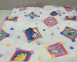 Vintage Pooh White Red Blue hearts cotton flannel baby receiving blanket... - $16.21