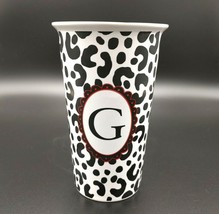 Leopard Print Letter G HausenWare Ceramic Double Wall Tumbler Mug No Lid - £9.64 GBP
