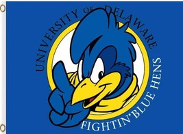 Delaware Fightin&#39; Blue Hens Hand Flag 3x5ft - £12.78 GBP