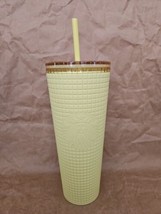 Starbucks 2023 Yellow Meadow Venti Lemon Drop Grid Soft Touch Tumbler 24 Oz - $21.51