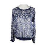 Mason &amp; Mackenzie Women's Sheer Blue Boho Long Sleeve TShirt NWT Medium - $24.24