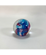 Eirian Hand Blown Small Glass Paperweight Hand Made In Wales Pink &amp; Blue... - £14.07 GBP