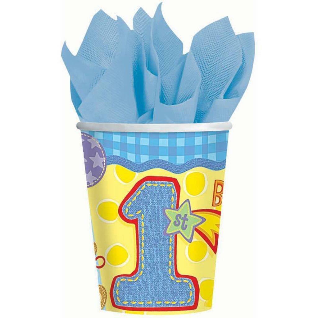 1st Birthday Hugs and Stitches Boys Cups 9 oz Birthday Party Supplies 16... - $2.50