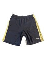 FILA Men's Rimaz All Cotton Side Stripe 8" Shorts in Navy/Yellow/White-XL - $22.94