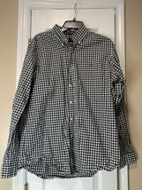 Ralph Lauren Black White Checkered Red Horse Size Large Button Up 100% C... - $14.95
