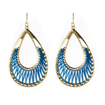 Amrita Singh Gold Lapis Silk Hoop Crosby Street Dangle Earrings ERC 1509 NWT  - $16.34