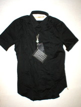 New Mens NWT Designer Messagerie Button Down Shirt M Black 40 Short Slee... - £162.70 GBP