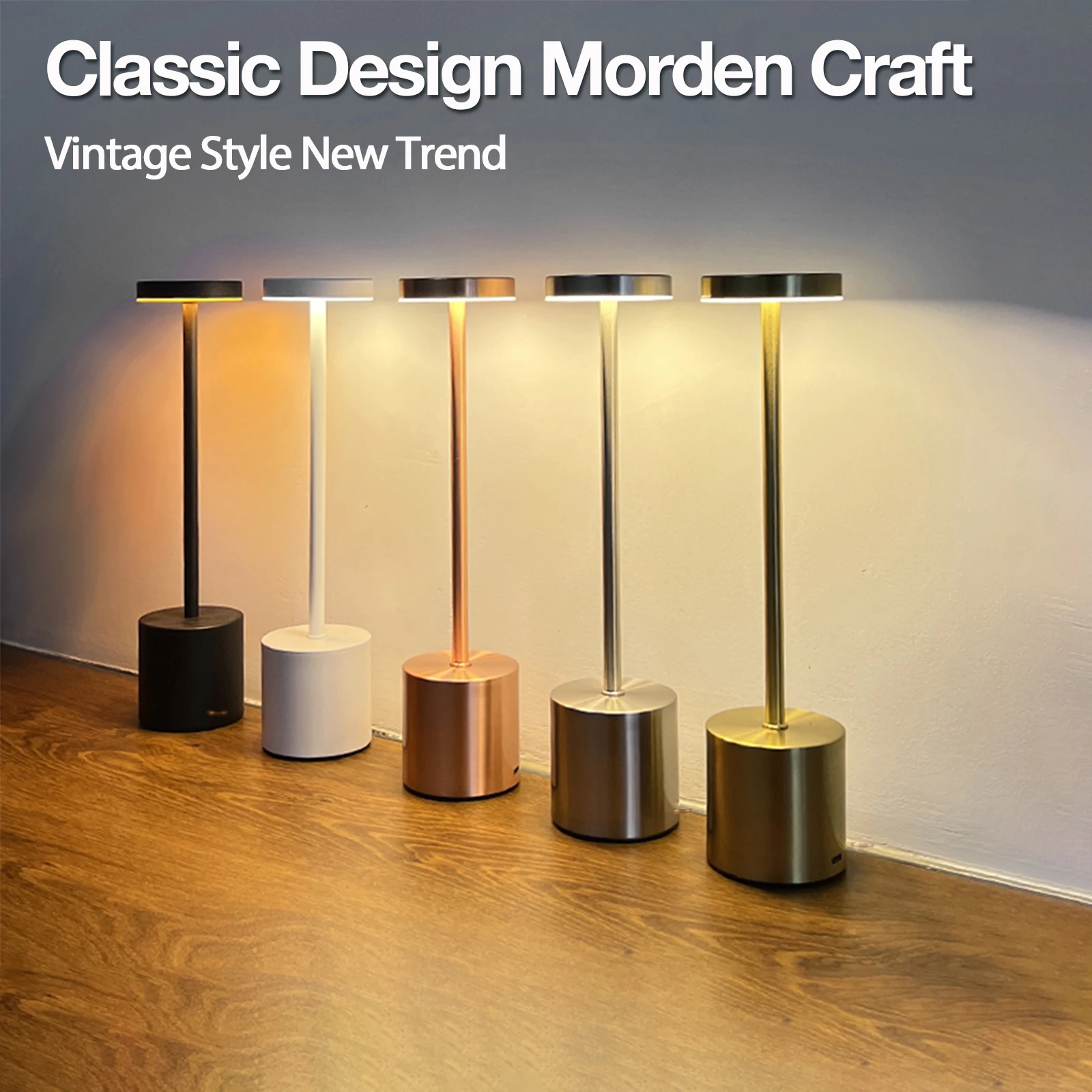 Classic Touch Sensor Table Light Rechargeable Cordless Desk Lamp 3 Color - $7.93+