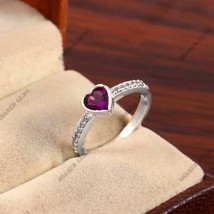 0.7 Carat Natural Amethyst Ring in Silver, Amethyst Wedding Band, Sterling Silve - £26.91 GBP