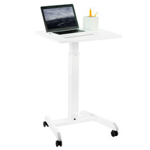 VIVO White 24&quot; Pneumatic Mobile Workstation Cart, Sit-Stand Laptop Desk - £136.71 GBP