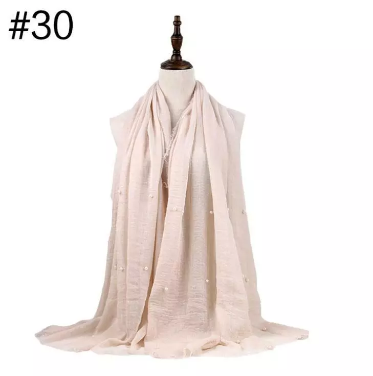 Beige colors Pearl Cotton Blend Viscose Maxi Crinkle Hijab Scarf  70x40 ... - $11.00