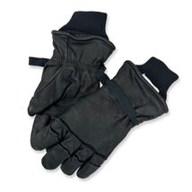 US Military Black Leather Intermediate Cold Wet Weather Gloves w Cuff AL... - $23.76