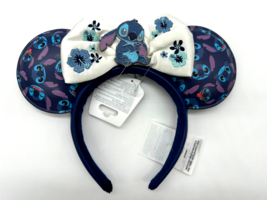 Disney Parks Stitch Minnie Mouse Ears Headband NWT 2024 Hibiscus Embroidered Bow - £39.13 GBP