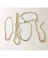 Vintage faux fake pearl necklace jewelry lot craft supplies - $19.75