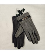 NWT Lauren Ralph Lauren Women&#39;s Black and Gray Gloves, Size M - £38.91 GBP