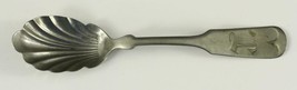 Vintage Brazil Silver Plated Shell SUGAR SPOON 5.75&quot; Long T Monogram - £8.80 GBP