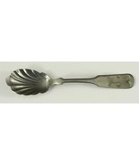 Vintage Brazil Silver Plated Shell SUGAR SPOON 5.75&quot; Long T Monogram - £8.66 GBP