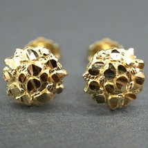 14K Yellow Gold Plated Silver 8.5MM Diamond Illusion Nugget Stud Earrings - £19.74 GBP