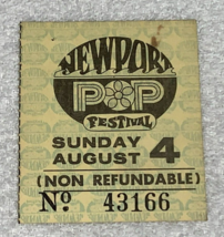 Grateful Dead 1968 Newport Pop Festival Original Concert Ticket Stub Costa Rock - £58.76 GBP