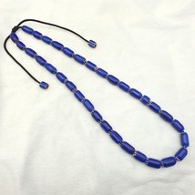 Vintage Old Blue Chevron beads Old African Glass Chevron Beads Necklace ... - $67.90