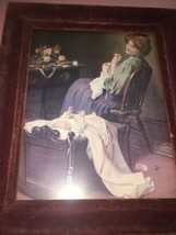 Vintage Lady And Baby Velvet In Wooden 18&#39; x 15&#39; Picture Frame-Very Rare - £147.35 GBP