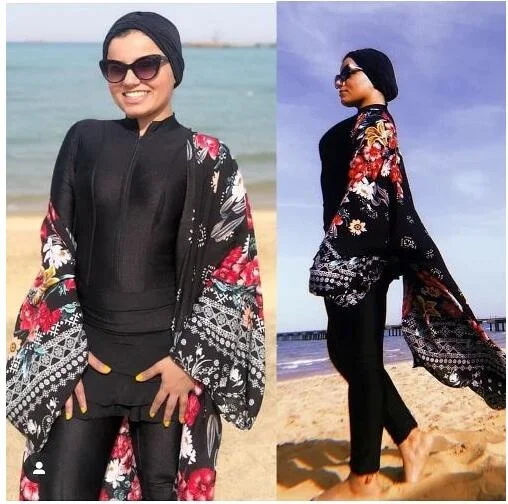 Sporting 2022 new Long sleeve solid black Muslim Swimwear Womens Muslim Swimsuit - £60.32 GBP