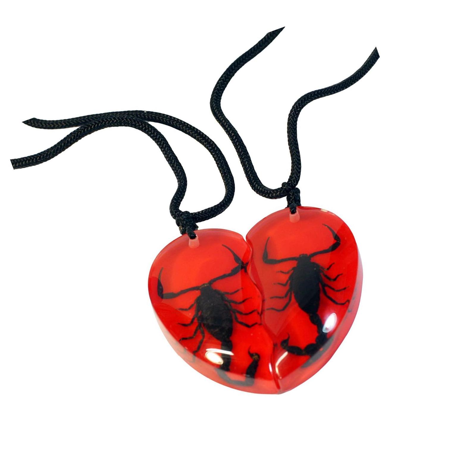 Heart Necklace, Red/Black - $42.50