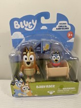 NEW Bluey Baby Race Chilli &amp; Baby Bluey w/ crib figurine toy set action figure - £22.02 GBP
