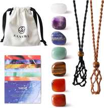 7 Chakra Healing Crystal Necklace Set,Handmade Weave Rope - £13.83 GBP