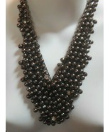 Vintage Silver-tone Grey Bead Cluster Dangle Chain Bib Runway Necklace H... - €46,71 EUR