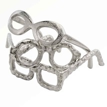 Raw Silver Textured Oval Glasses Sculpture - $50.08