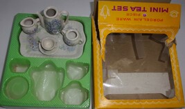 Vintage Porcelain Ware 6 Piece Blue Floral Mini Tea Set - $3.99