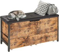 Likimio Storage Bench, Vintage Brown And Black Wooden Box, Supports 320 ... - £101.79 GBP