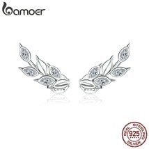 bamoer Geometry Stud Shining Wheat Ears Earrings for Women 925 Silver Ear Pins J - £17.47 GBP