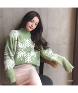 Green Christmas pullover wool woman snowflake, Ugly Xmas sweater her, st... - £63.37 GBP