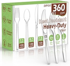 360 Count Plastic Silver Ware Heavy Duty, 120 Forks, 120 Spoons, 120 Kni... - $39.97