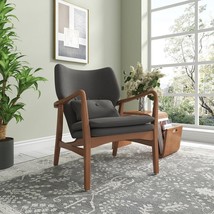 Manhattan Comfort Bradley Charcoal and Walnut Linen Weave Accent Chair(D0102HI6S - £824.14 GBP